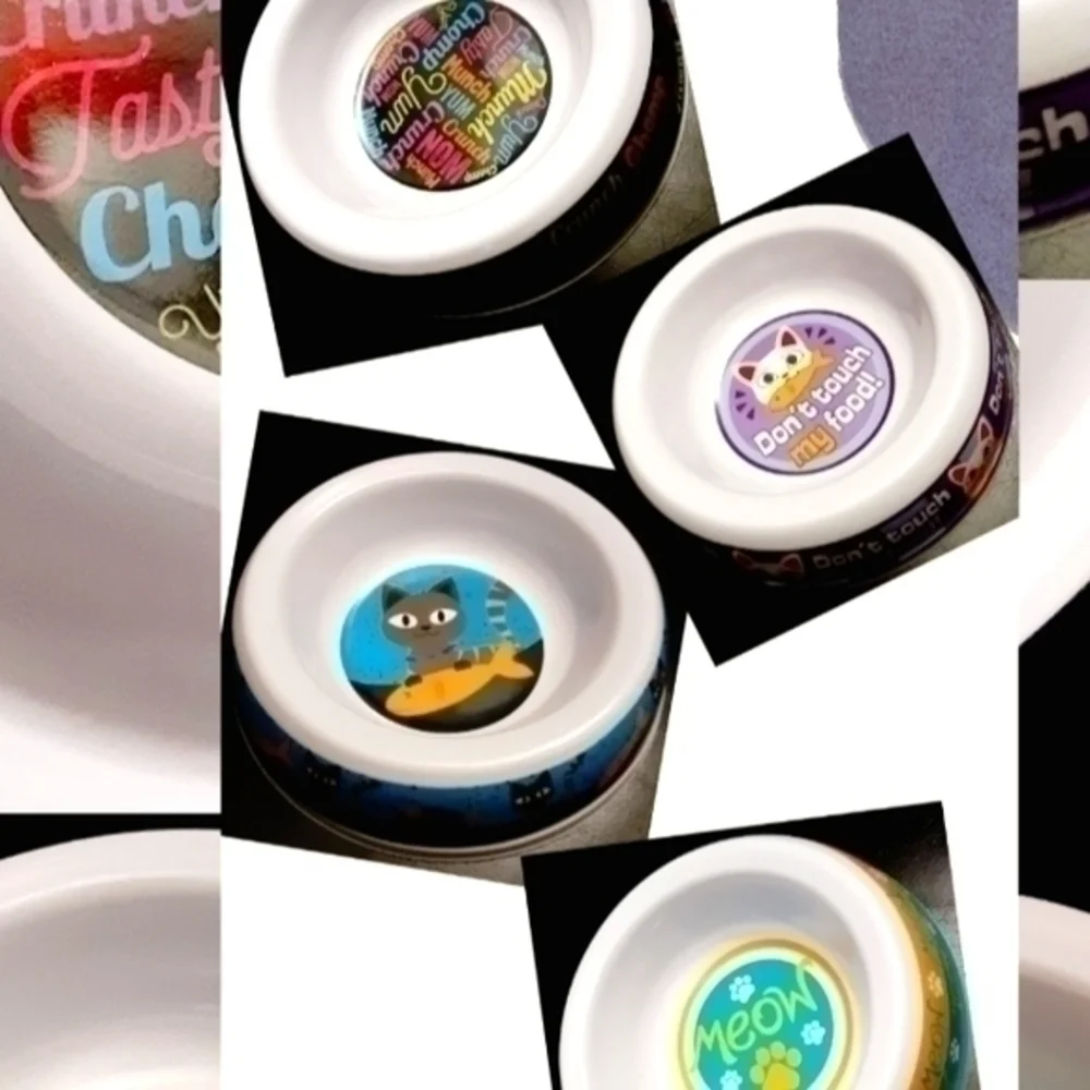 Kitty's Graphic Designs Melamine 4 Cat Bowls Bundle